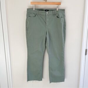 NYDJ Marilyn Straight Leg Lily Pad Green Denim Cool Embrace Raw Hem Jeans 14